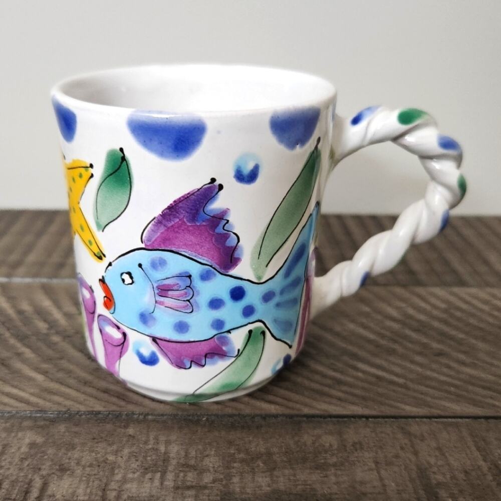 Handpainted Fish Coastal 10 oz Mug Cup